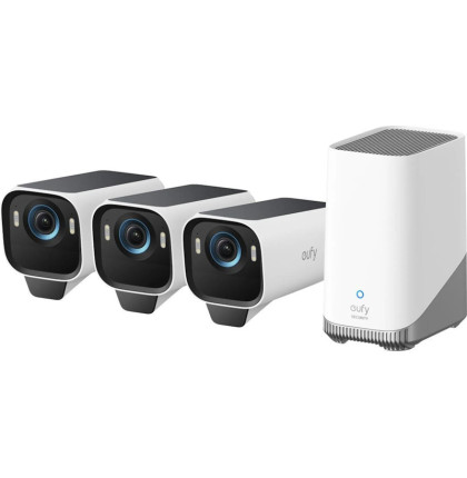 Venkovní kamera se solárním nabíjením Anker eufy S3 Pro (sada 3ks+jednotka HomeBase 3), 4K bílá