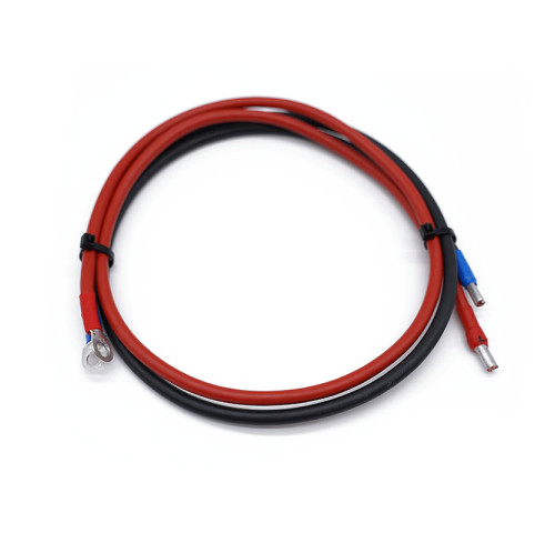 Propojovací kabely pro baterie, d.200cm, 4mm2, očko M8 - dutinka - Pár