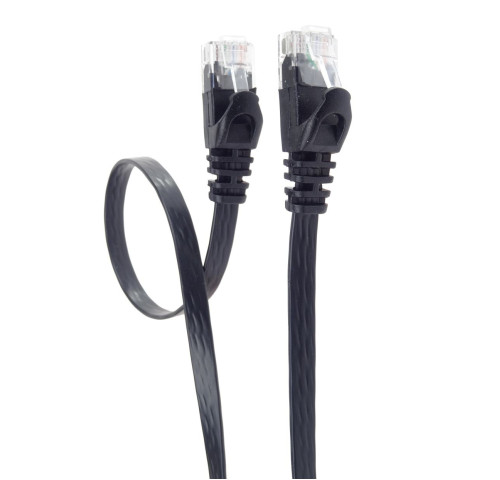 PremiumCord Plochý patch kabel UTP RJ45-RJ45 CAT6 1m černá