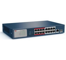 DS-3E0318P-E/M(B) 18-portový switch, 16 portů 10/100 Mb/s, 1x 1Gb port, 1x SFP slot, Dosah…