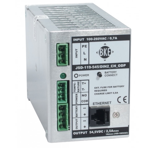 Napájecí zdroj/nabíječ na DIN lištu s dohledem BKE JSD-119-545/DIN2_CH_ODP 54,5 V, 120 W, 2,5 A, LAN