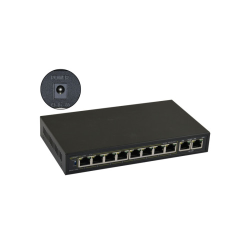 S108WP 10portový switch – 8x PoE 10/100Mbps + 2x uplink RJ45 10/100Mbps, PoE…