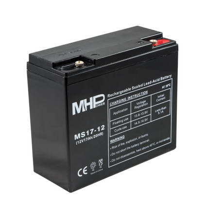 MHPower MS17-12 olověný akumulátor AGM 12V/17Ah, Terminál T1 - M6
