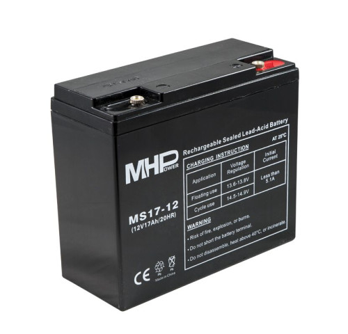 MHPower MS17-12 olověný akumulátor AGM 12V/17Ah, Terminál T1 - M6