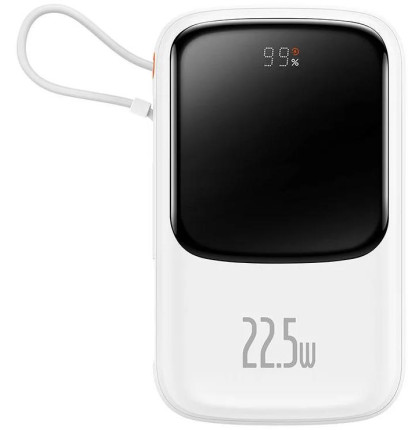 Powerbanka Baseus Qpow Pro 10000mAh, 22,5W, s kabelem USB-C bílá barva