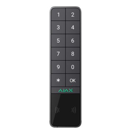 KeyPad Outdoor Jeweller, bezdrátová klávesnice s mechanickými tlačítky, DESFire, Bluetooth, grafitová