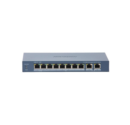 DS-3E0310HP-E(C) 10 portový switch - 2x HiPoE 90W 10/100Mbps + 6x PoE 30W 10/100Mbps + 2x…
