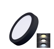 Solight LED mini panel CCT, přisazený, 12W, 900lm, 3000K, 4000K, 6000K, kulatý, černá barva