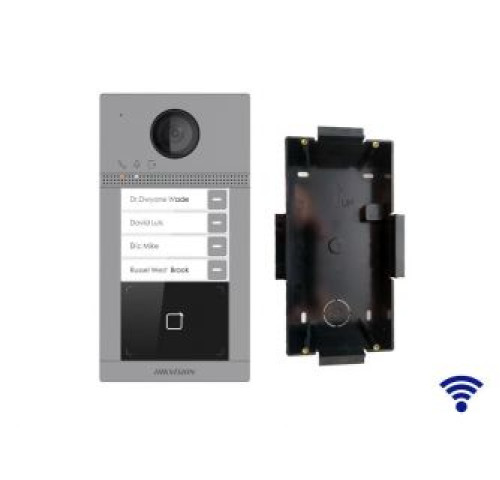 DS-KV8413-WME1(B)/Flush Dveřní stanice s kamerou a 4x tlačítkem, WIFI, zápustná montáž, antivandal…