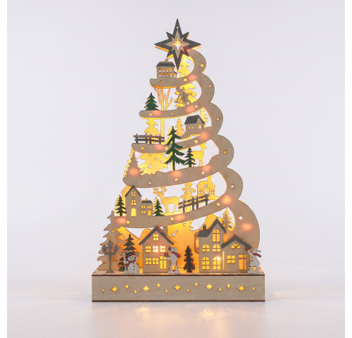 Solight LED dřevěný vánoční stromek s dekoracemi, 17x LED, bílá, 45cm, 2x AA Solight LED dřevěný vánoční stromek s dekoracemi, 17x LED, bílá, 45cm, 2x AA