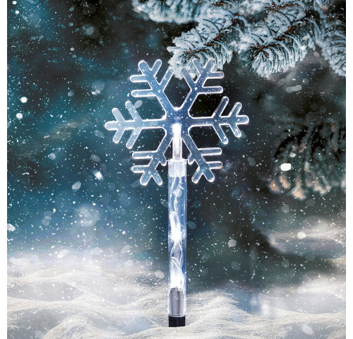 Solight LED zahradní osvětlení, sněhové vločky, 5ks, 15x LED, zapichovací, 3xAA