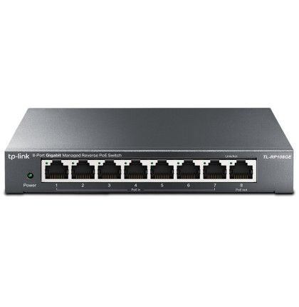 Switch TP-Link RP108GE Easy Smart, 8x GLAN, 7x PoE-in reverzní, 1x PoE-out