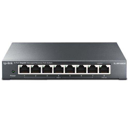 Switch TP-Link RP108GE Easy Smart, 8x GLAN, 7x PoE-in reverzní, 1x PoE-out