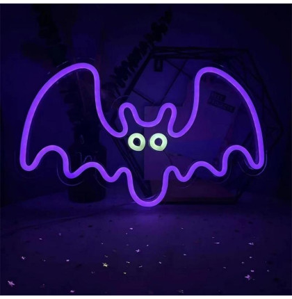 Dekorativní LED neon Netopýr fialový