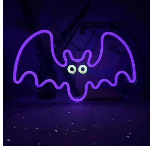 Dekorativní LED neon Netopýr fialový