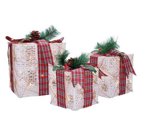 Solight sada 3 LED vánočních dárků, 48x LED, IP44, 230V