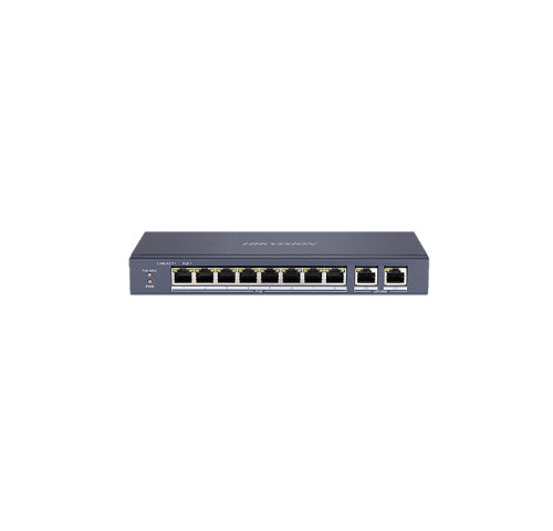 DS-3E0310P-E/M 10 portový switch - 8x PoE 30W 10/100Mbps + 2x uplink RJ-45 Gigabit, PoE…