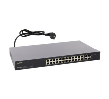 SFG124 24portový switch – 24x PoE 1Gbps + 2x uplink RJ45 1Gbps + 2x uplink SFP…