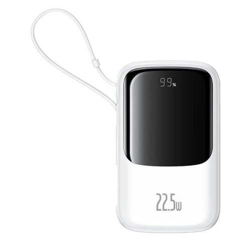 Powerbanka Baseus Qpow Pro+ 10000mAh, 22,5W, s kabelem USB-C bílá