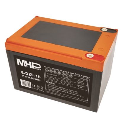 MHPower 6-DZF-15 Trakční gelová baterie 12V/15Ah, Terminál D1 - M5, Deep Cycle