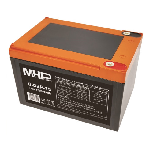 MHPower 6-DZF-15 Trakční gelová baterie 12V/15Ah, Terminál D1 - M5, Deep Cycle