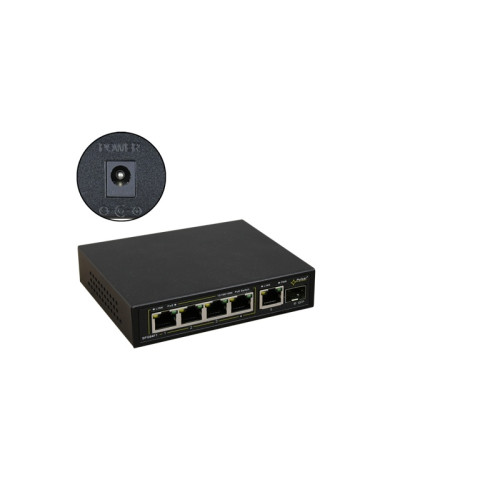 SFG64F1WP 6 portový switch – 4x PoE 30W 1Gbps + 1x uplink RJ-45 1Gbps + 1x uplink… SFG64F1WP 6 portový switch – 4x PoE 30W 1Gbps + 1x uplink RJ-45 1Gbps + 1x uplink…