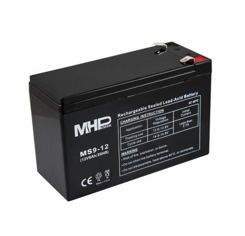 MHPower MS9-12 olověný akumulátor AGM 12V/9Ah, Faston F2 - 6,3mm