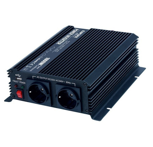 Měnič napětí Carspa CAR1KU-12 - Z VÝSTAVY, 12V/230V+USB 1000W, modifikovaná sinus