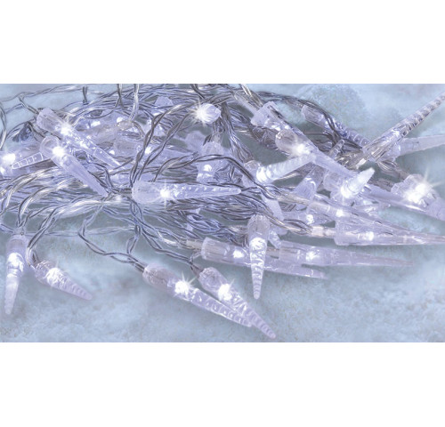 Solight LED venkovní rampouchy, 50LED, časovač, 8 funkcí, IP44, 3xAA baterie