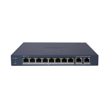 DS-3E1310P-EI/M 8×PoE | 2×Gigabit | výkon 85W | smart managed | dosah až300m /100Mb