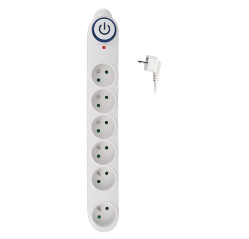 Solight přepěťová ochrana, 150J, 6 zásuvek, 1,5m, bílá