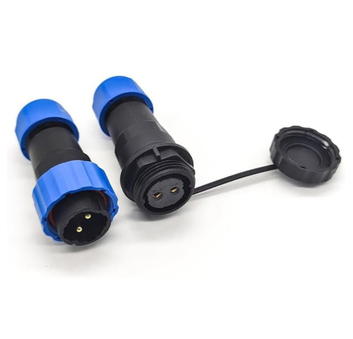 Konektor a zdířka SP/SD13-2P vodotěsný na kabel, modrý