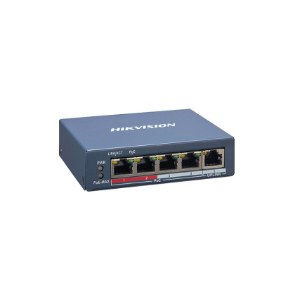 DS-3E1105P-EI 4x POE | 5x 100 Mb | výkon 60 W | Smart-management | dosah až 250 m / 10 Mb