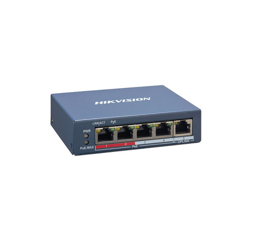 DS-3E1105P-EI 4x POE | 5x 100 Mb | výkon 60 W | Smart-management | dosah až 250 m / 10 Mb
