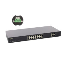 SFG116WP 16 portový switch – 16x PoE 30W 1Gbps + 2x uplink RJ-45 1Gbps + 2x uplink…