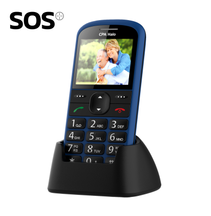 Telefon CPA Halo 21 Senior modrý s nabíjecím stojánkem