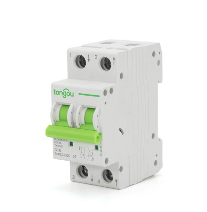 Jistič DC 10A/C 2P Tongou TOMC7-63 na DIN lištu Jistič DC 10A/C 2P Tongou TOMC7-63 na DIN lištu