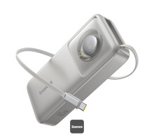 Powerbanka Baseus Free2Pull 20000mAh, 65W, s kabelem USB-C bílá