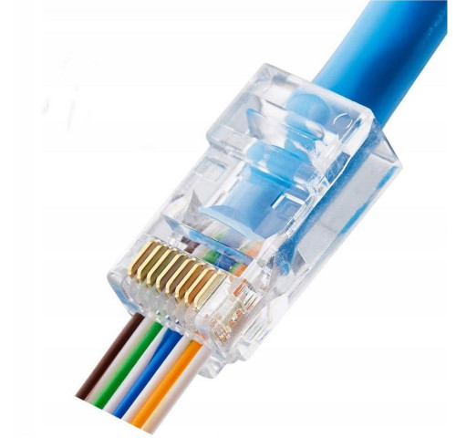 Konektor RJ45 - Průchozí Cat5e UTP 8p8c, drát