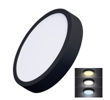 Solight LED mini panel CCT, přisazený, 24W, 1800lm, 3000K, 4000K, 6000K, kulatý, černá barva