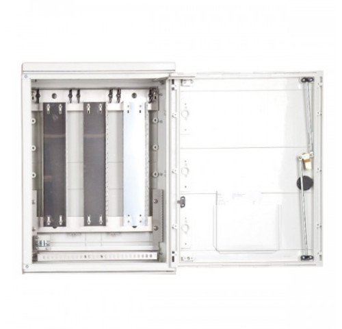 Rozvaděč MIS600 na i pod omítku (pod omítku jiná střecha se vstupy pro kabeláž), tříbodový zámek, nosník LSA 20+1