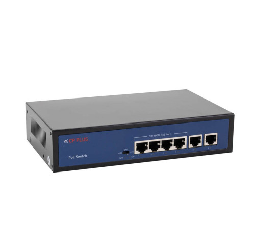 CP PLUS CP-DNW-HPU4H2-48-V2 Čtyřportový 10/100 Mbps PoE switch s 2x 10/100 Mbps uplinkem