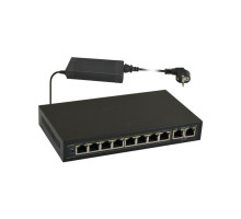 S108 10portový switch – 8x PoE 10/100Mbps + 2x uplink RJ45 10/100Mbps, PoE…