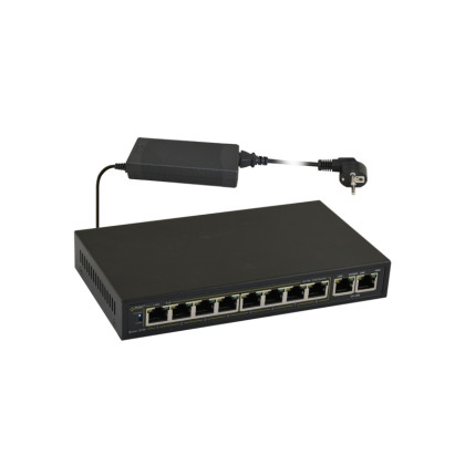 S108 10portový switch – 8x PoE 10/100Mbps + 2x uplink RJ45 10/100Mbps, PoE…
