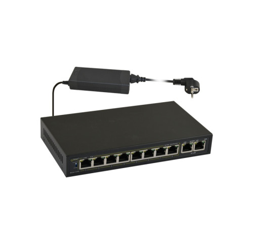 S108 10portový switch – 8x PoE 10/100Mbps + 2x uplink RJ45 10/100Mbps, PoE…