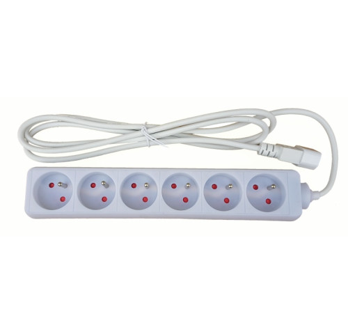 Prodlužovací přívod 250V s EURO konektorem C14 do UPS, 2m, 6 zásuvek