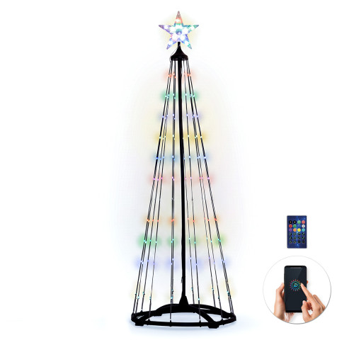 Solight smart vánoční stromek, 150 LED, 1,5m, IP44, RGB, dálkový ovladač + BT aplikace Solight smart vánoční stromek, 150 LED, 1,5m, IP44, RGB, dálkový ovladač + BT aplikace