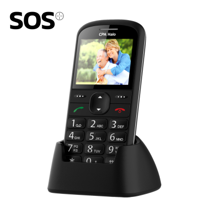 Telefon CPA Halo 21 Senior černý s nabíjecím stojánkem