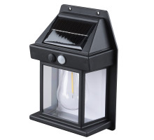 Solight LED solární lucerna nástěnná, teplá bílá, 12x17cm, černá