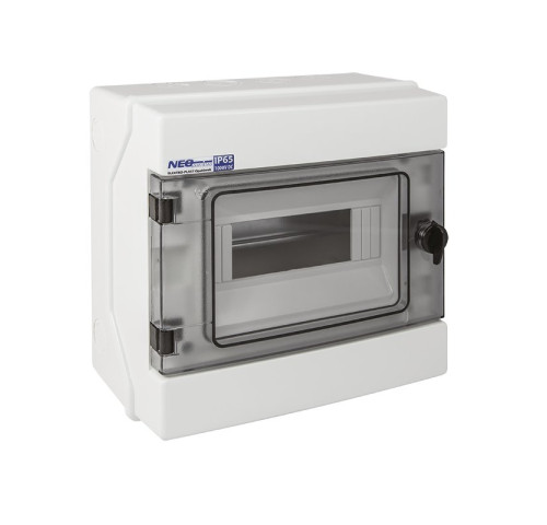 Rozvaděč RH-8 NEO pro fotovoltaiku plast. / IP65 / 1000V DC / 500V AC / 1x8 nástěnný / průhledné dveře